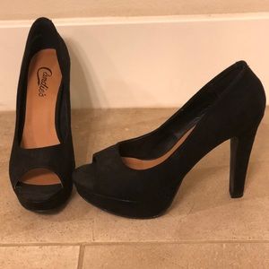 Basic Black Peep Toe Heels